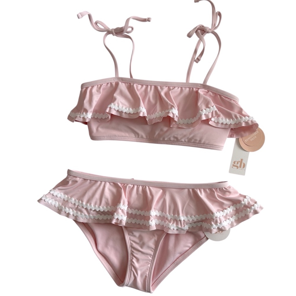 GB Girls Two-Piece Rick Rack Flounce Ruffle Bikini NWT